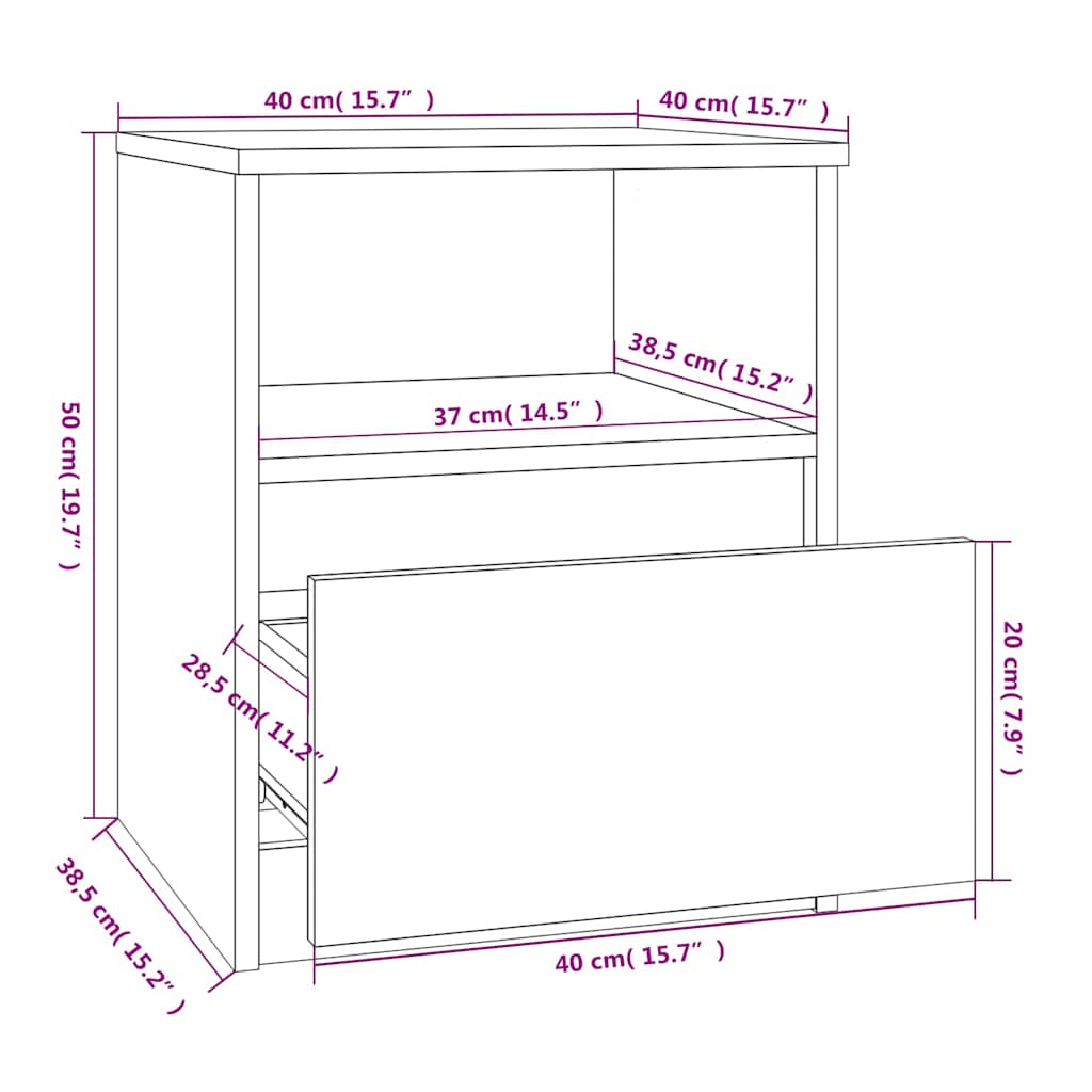 vidaXL Bedside Cabinets 2 pcs Grey Sonoma 40x40x50 cm Engineered Wood
