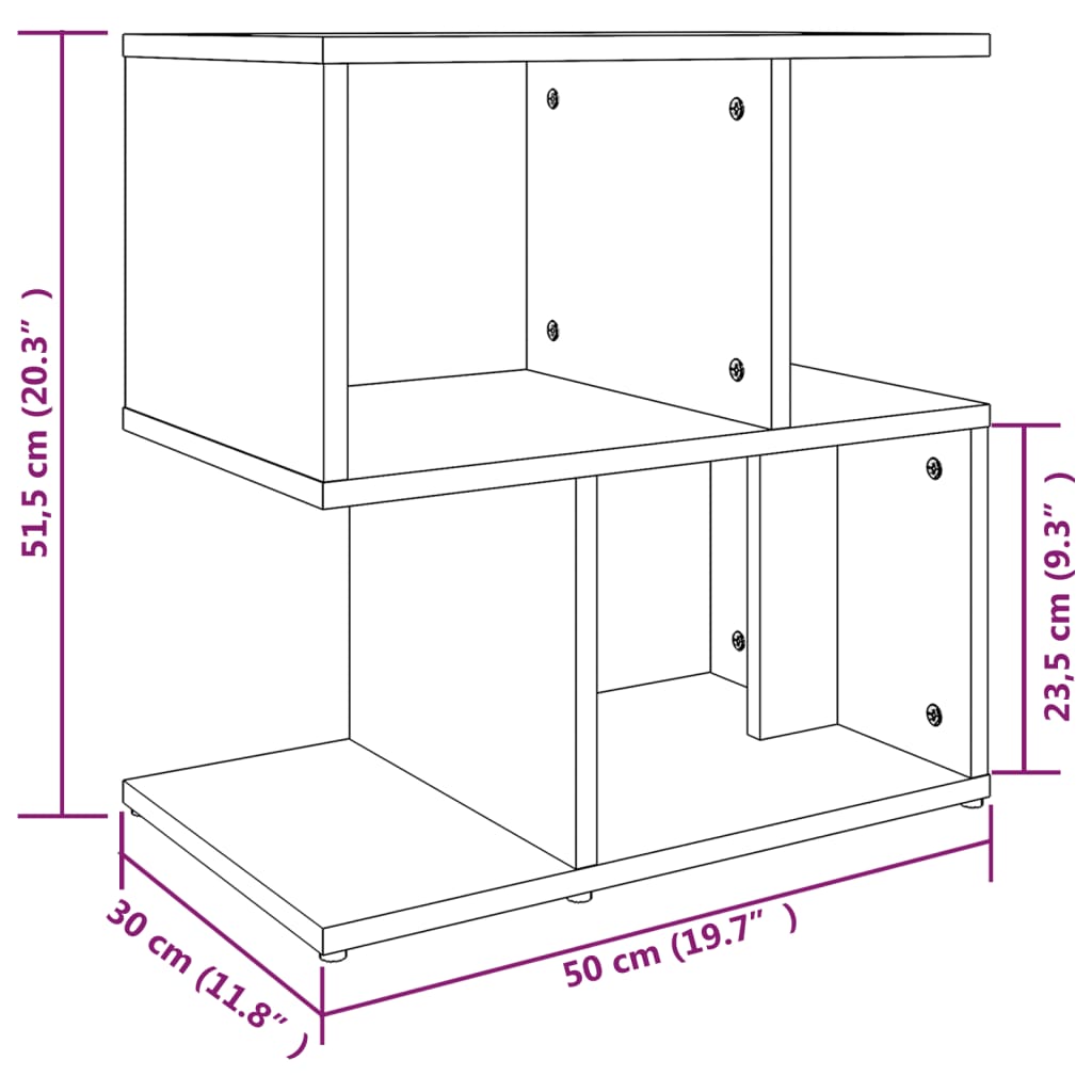 vidaXL Bedside Cabinet Smoked Oak 50x30x51.5 cm Engineered Wood