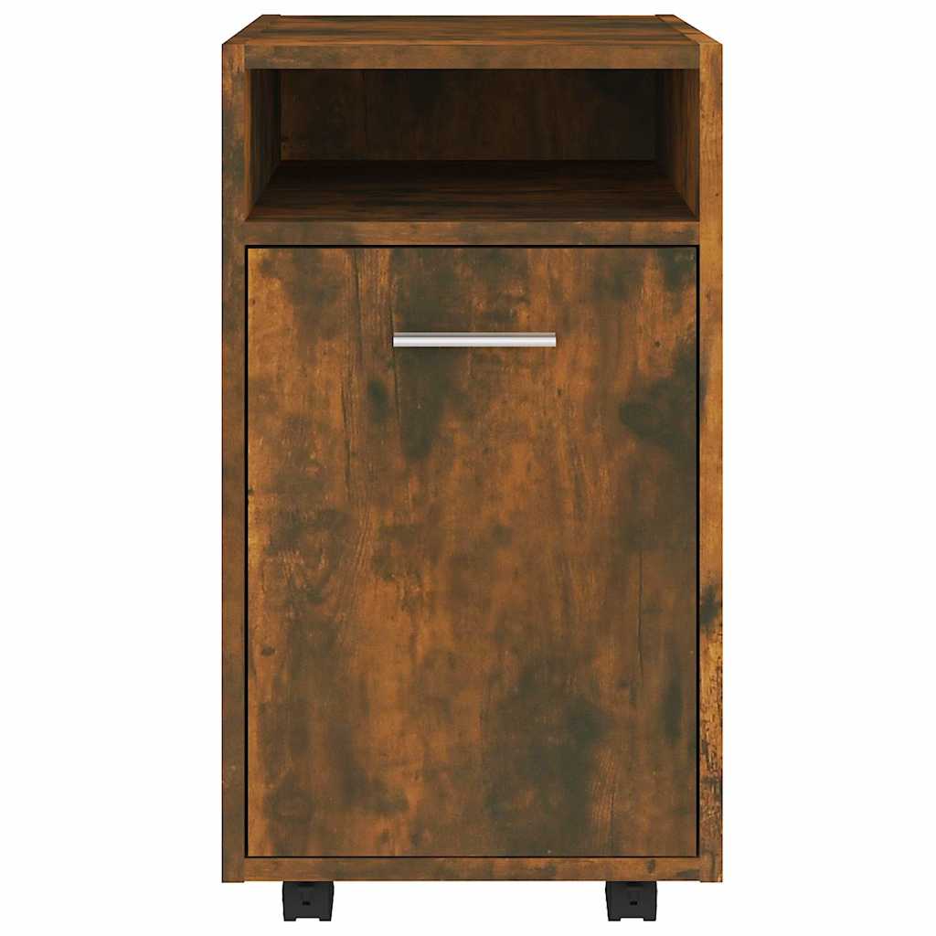 815852 vidaXL Side Cabinet with Wheels Smoked Oak 33x38x60 cm Engineered Wood
