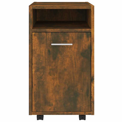 815852 vidaXL Side Cabinet with Wheels Smoked Oak 33x38x60 cm Engineered Wood