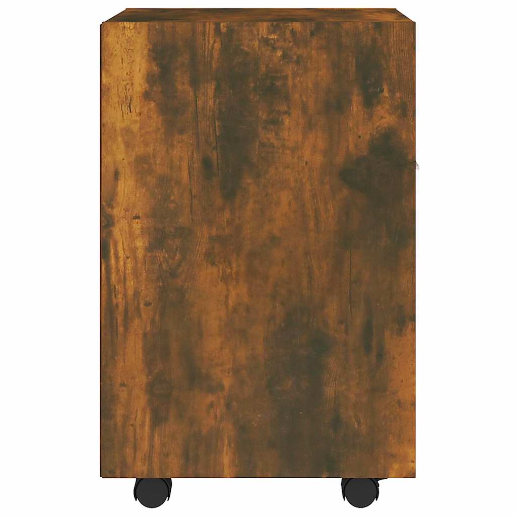 815852 vidaXL Side Cabinet with Wheels Smoked Oak 33x38x60 cm Engineered Wood