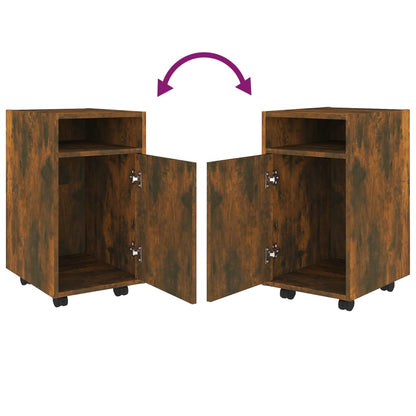 vidaXL Side Cabinet with Wheels Smoked Oak 33x38x60 cm Engineered Wood