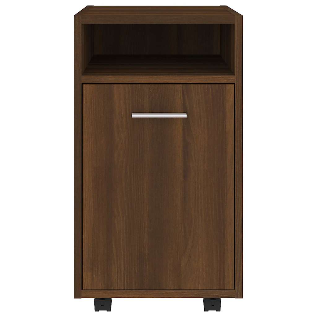 vidaXL Side Cabinet with Wheels Brown Oak 33x38x60 cm Engineered Wood