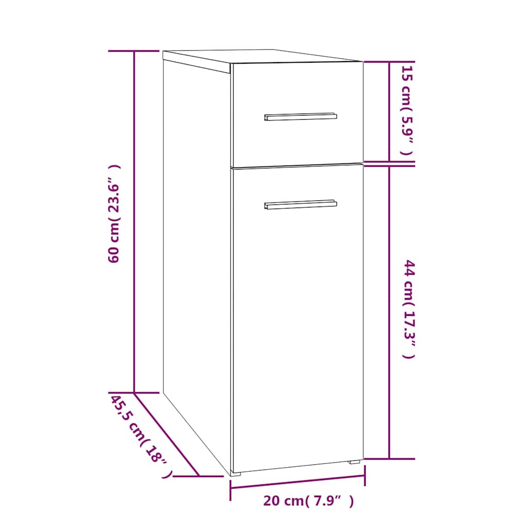 vidaXL Apothecary Cabinet Grey Sonoma 20x45,5x60 cm Engineered Wood