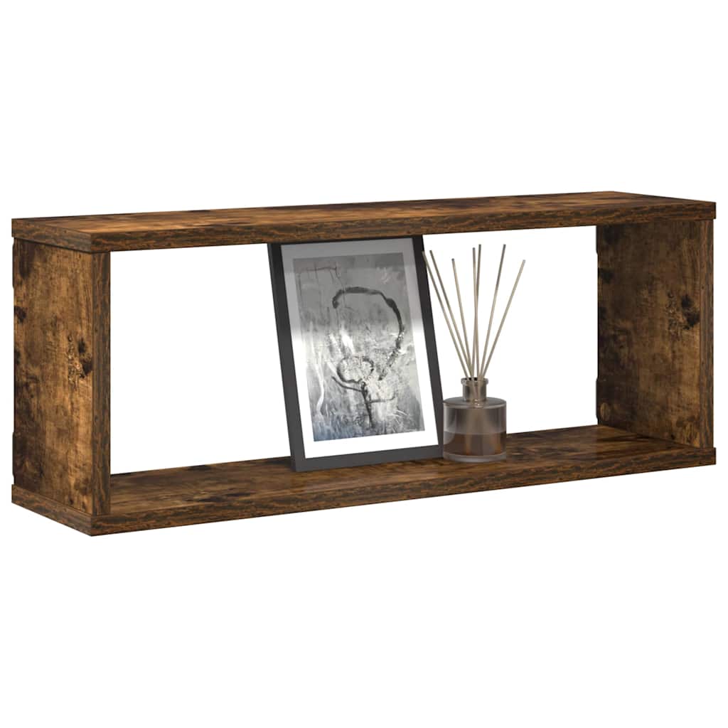 vidaXL Wall Cube Shelves 4 pcs Smoked Oak 60x15x23 cm Engineered Wood