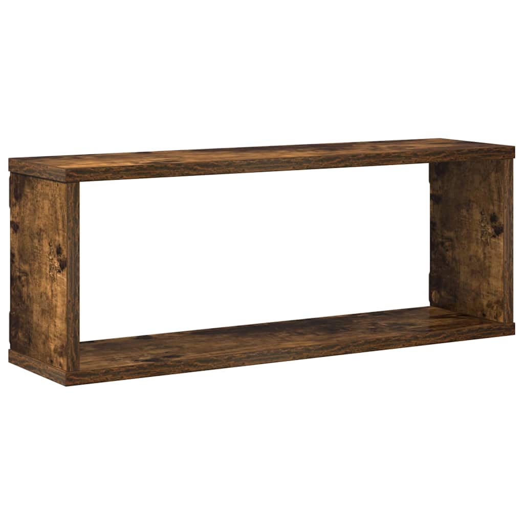 vidaXL Wall Cube Shelves 4 pcs Smoked Oak 60x15x23 cm Engineered Wood