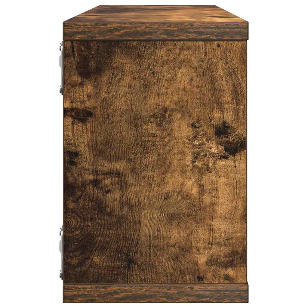 vidaXL Wall Cube Shelves 4 pcs Smoked Oak 60x15x23 cm Engineered Wood