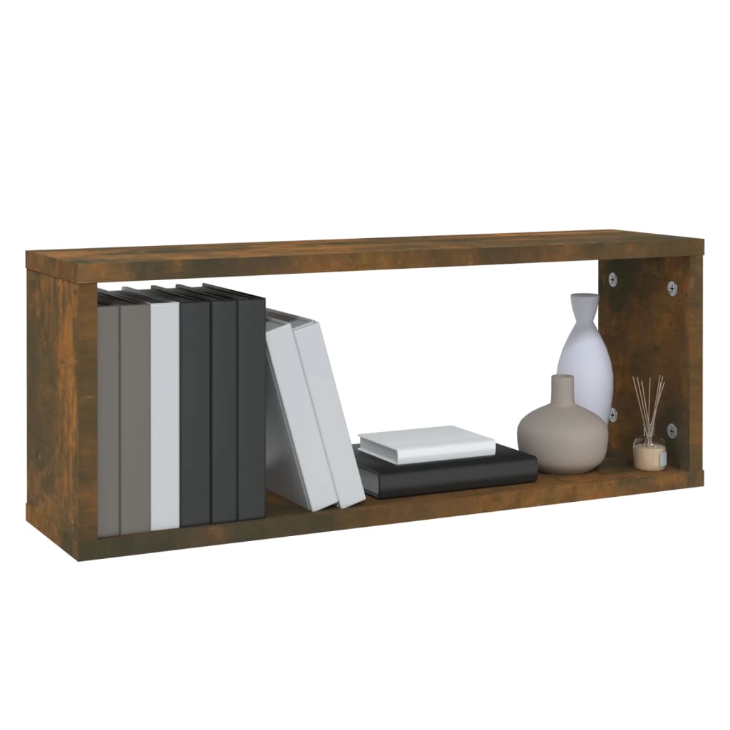 vidaXL Wall Cube Shelves 6 pcs Smoked Oak 60x15x23 cm Engineered Wood