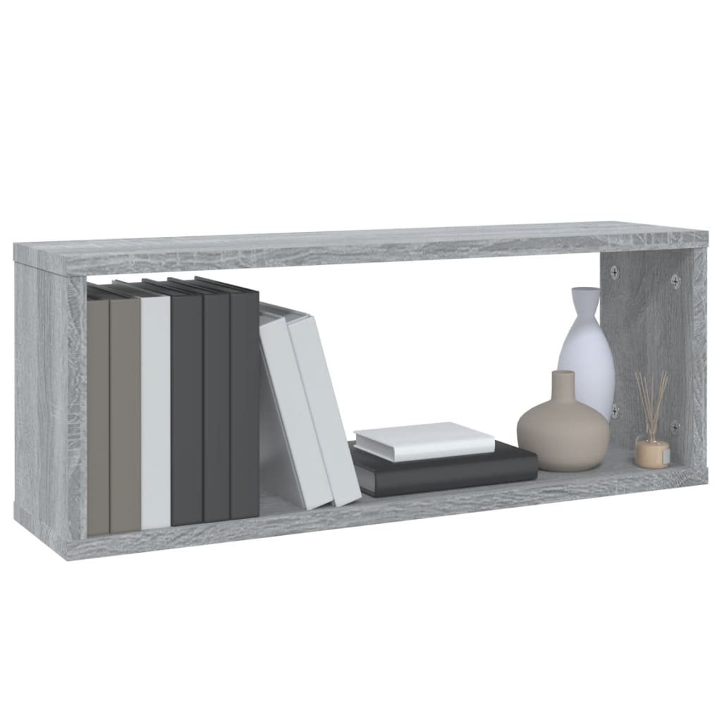vidaXL Wall Cube Shelves 4 pcs Grey Sonoma 60x15x23 cm Engineered Wood