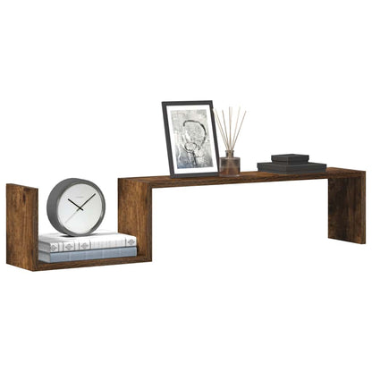 vidaXL Wall Shelves 2 pcs Smoked Oak 100x15x20 cm Engineered Wood