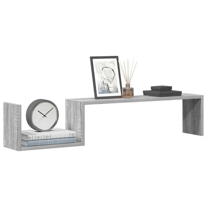 vidaXL Wall Shelves 2 pcs Grey Sonoma 100x15x20 cm Engineered Wood
