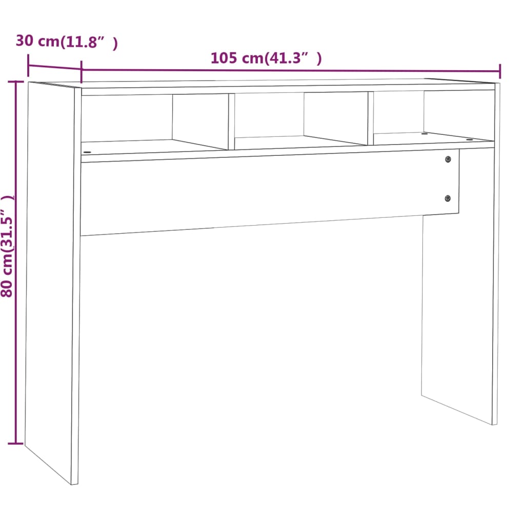 vidaXL Console Table Grey Sonoma 105x30x80 cm Engineered Wood