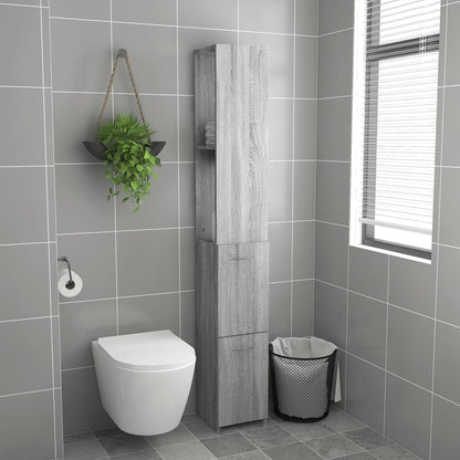 vidaXL Bathroom Cabinet Grey Sonoma 25x26.5x170 cm Engineered Wood