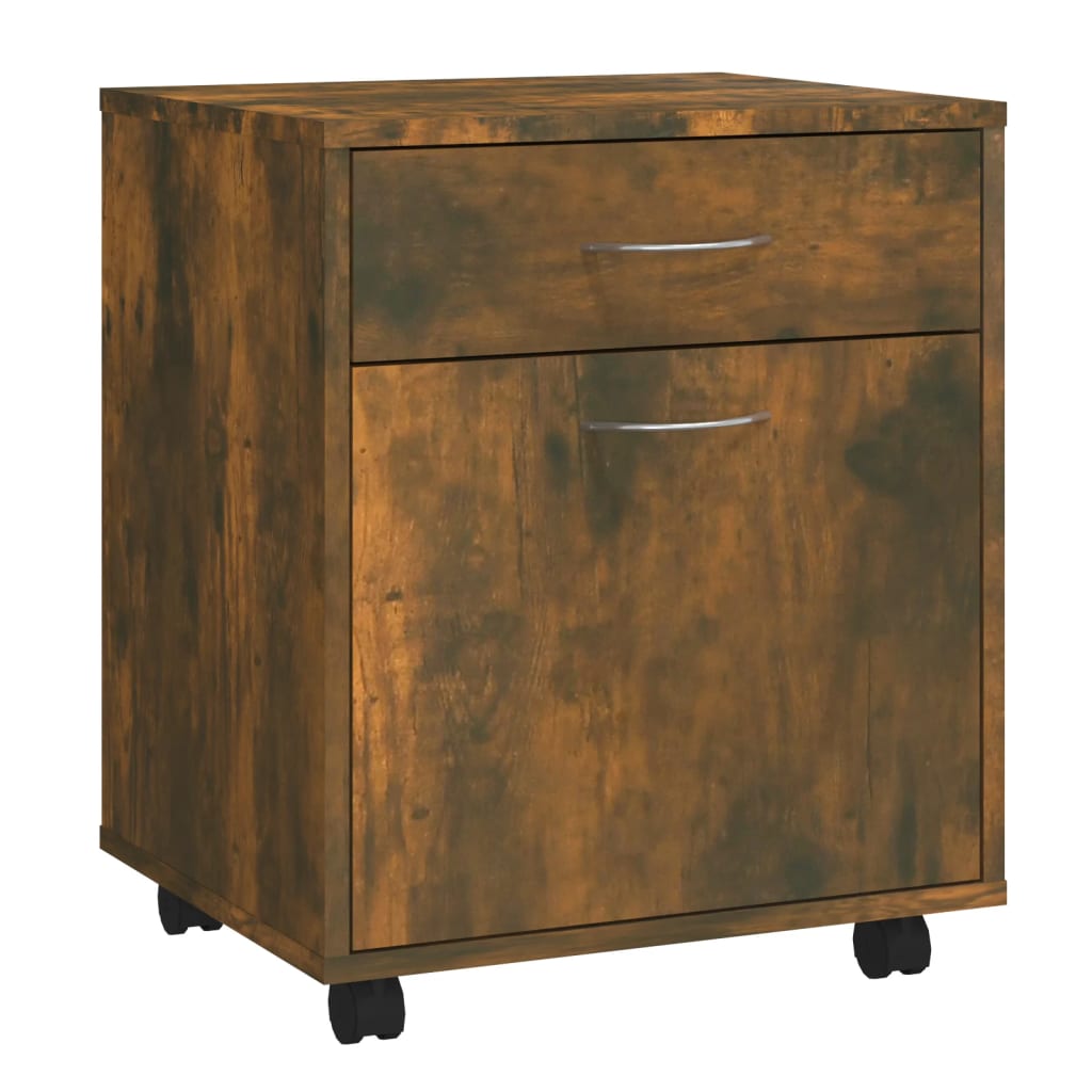 vidaXL Rolling Cabinet Smoked Oak 45x38x54 cm Engineered Wood