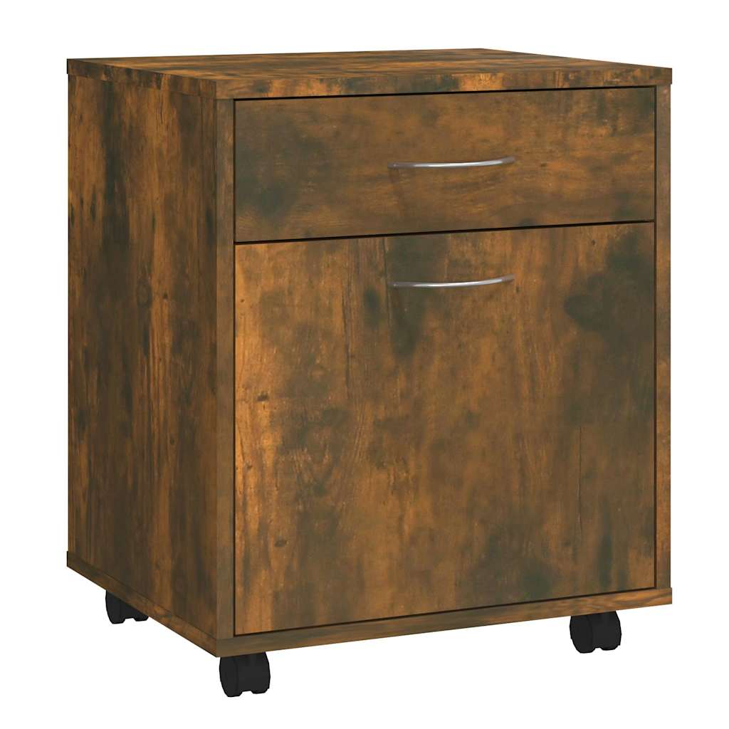 vidaXL Rolling Cabinet Smoked Oak 45x38x54 cm Engineered Wood