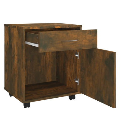 vidaXL Rolling Cabinet Smoked Oak 45x38x54 cm Engineered Wood