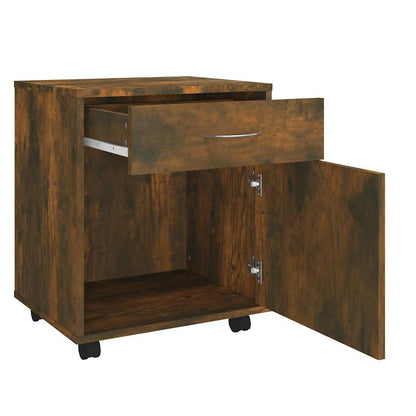 vidaXL Rolling Cabinet Smoked Oak 45x38x54 cm Engineered Wood