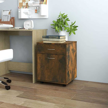 vidaXL Rolling Cabinet Smoked Oak 45x38x54 cm Engineered Wood