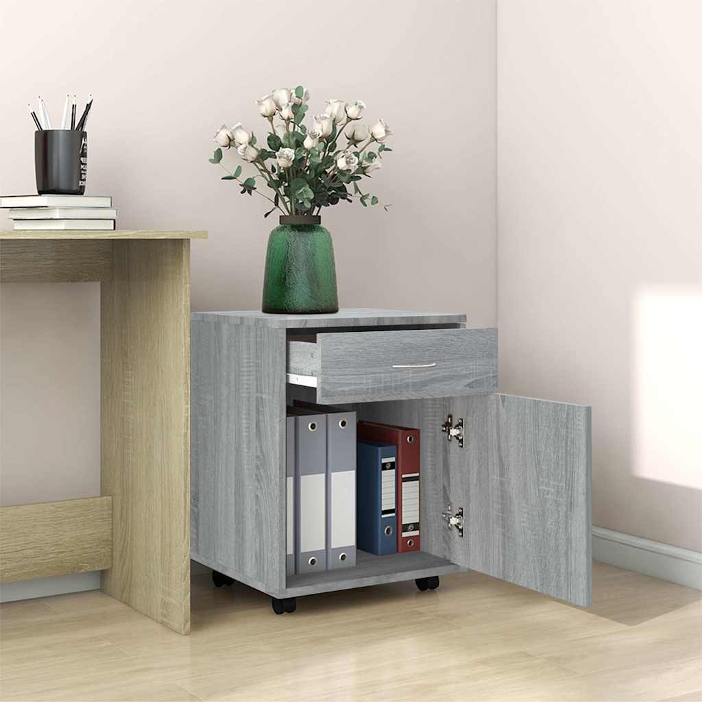 vidaXL Rolling Cabinet Grey Sonoma 45x38x54 cm Engineered Wood
