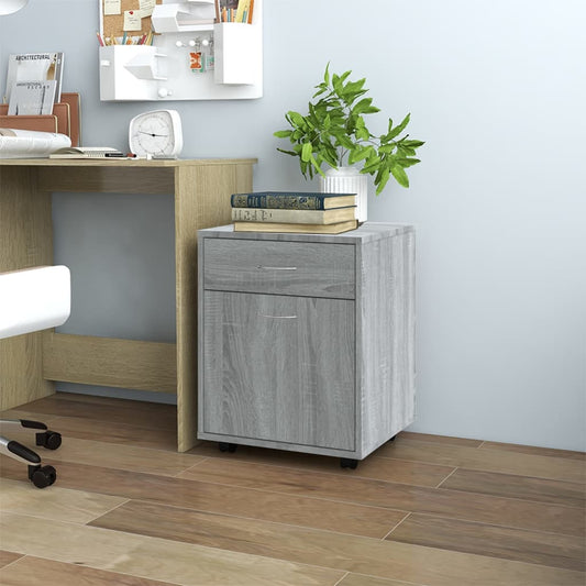 vidaXL Rolling Cabinet Grey Sonoma 45x38x54 cm Engineered Wood