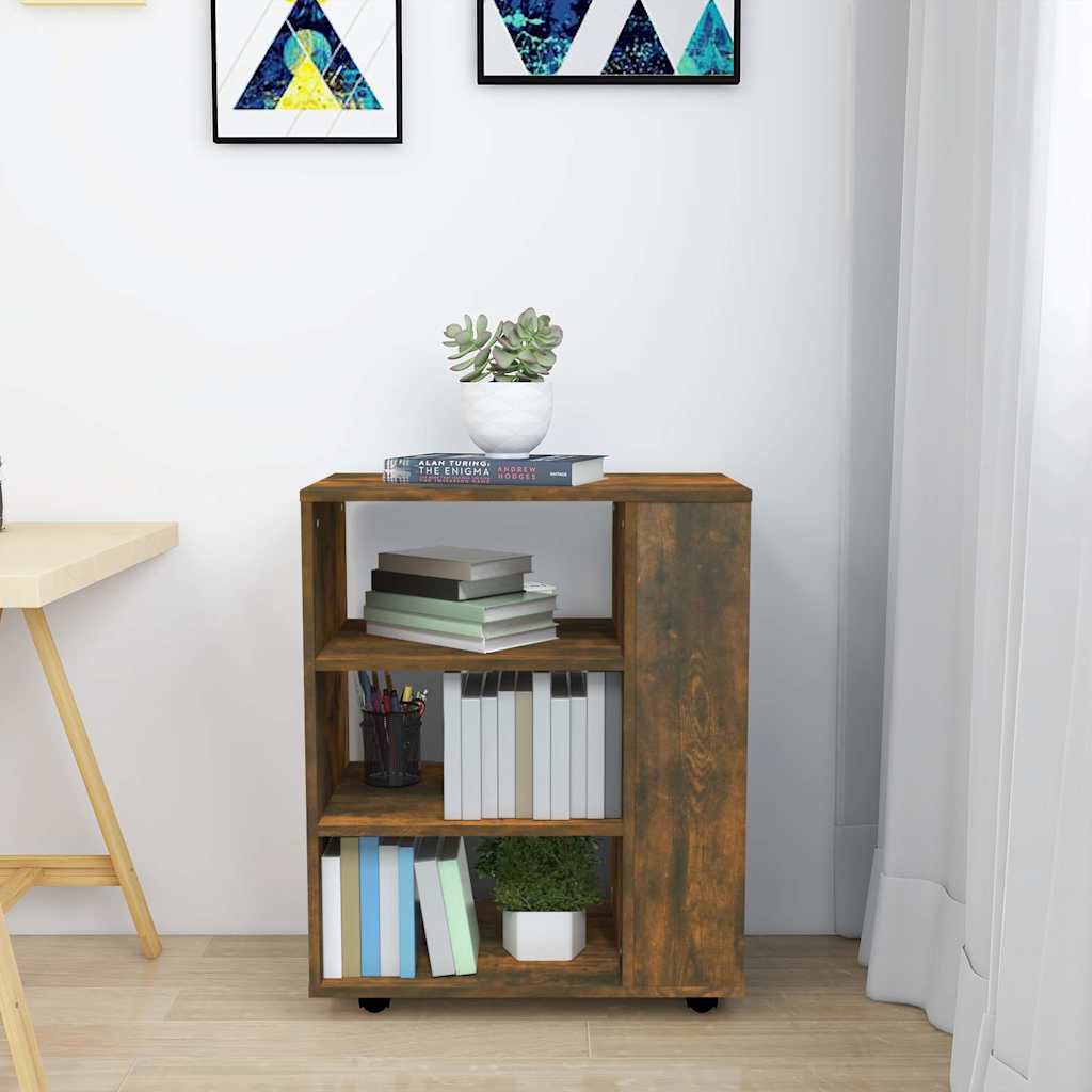 vidaXL Rolling Cabinet Smoked Oak 60x35x75 cm Engineered Wood