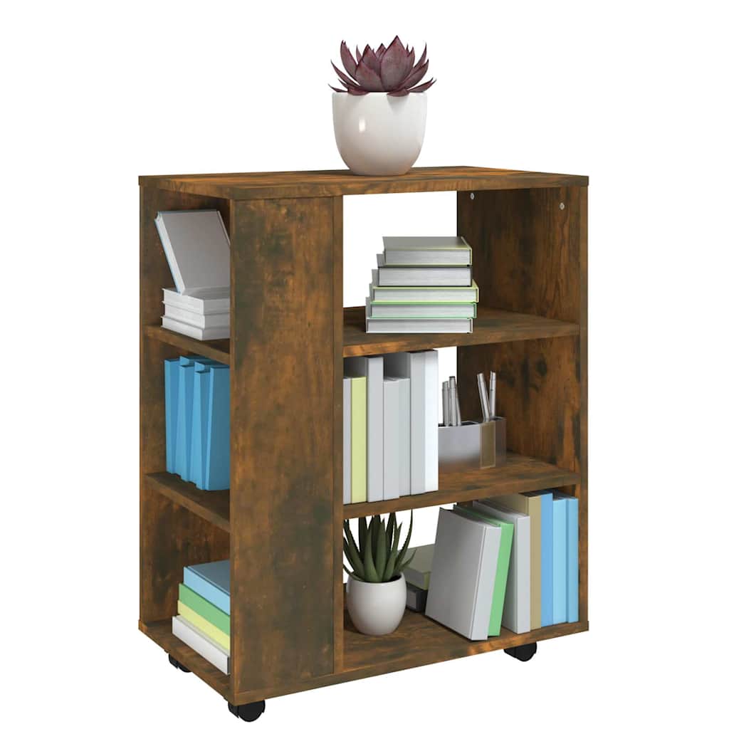vidaXL Rolling Cabinet Smoked Oak 60x35x75 cm Engineered Wood