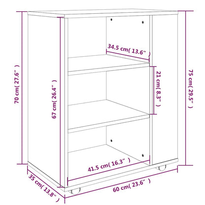 vidaXL Rolling Cabinet Smoked Oak 60x35x75 cm Engineered Wood