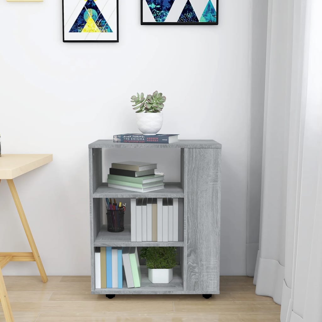 vidaXL Rolling Cabinet Grey Sonoma 60x35x75 cm Engineered Wood