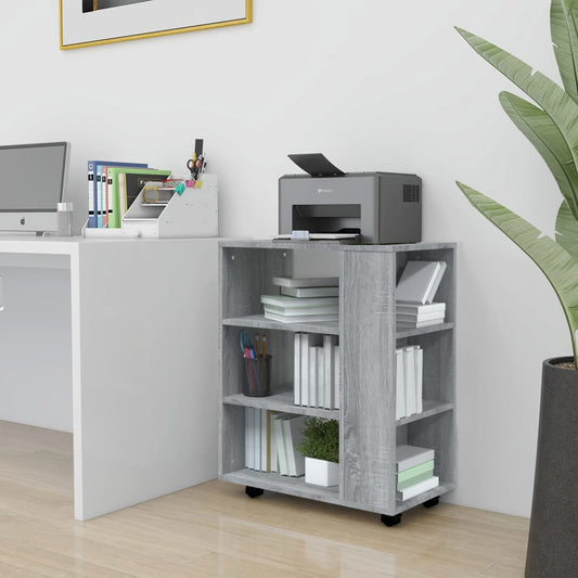vidaXL Rolling Cabinet Grey Sonoma 60x35x75 cm Engineered Wood
