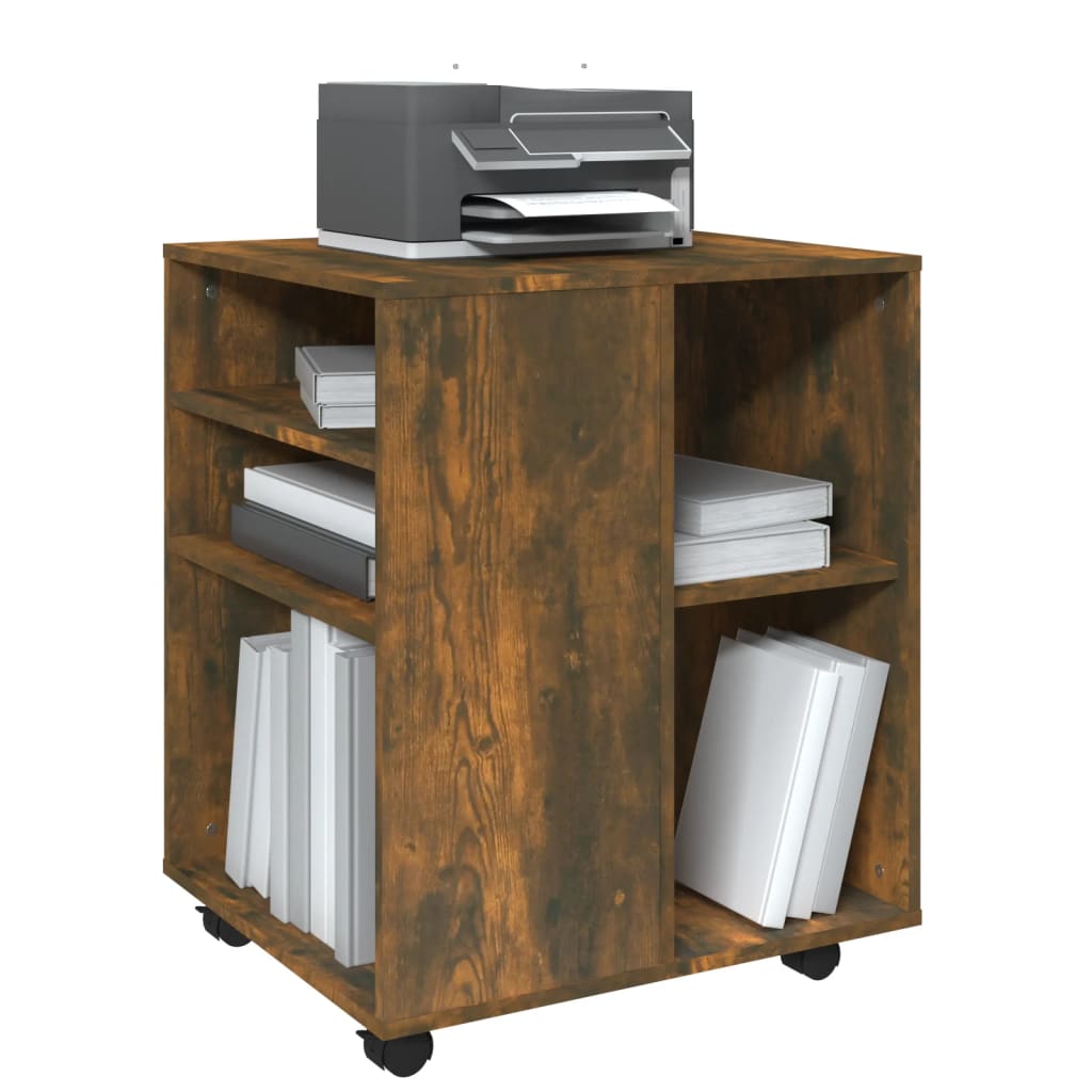 vidaXL Rolling Cabinet Smoked Oak 60x53x72 cm Engineered Wood