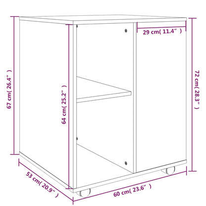vidaXL Rolling Cabinet Smoked Oak 60x53x72 cm Engineered Wood