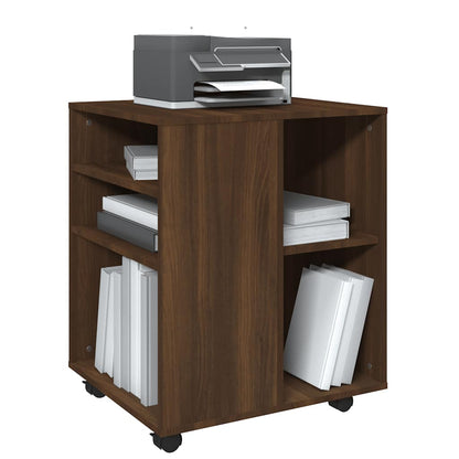 vidaXL Rolling Cabinet Brown Oak 60x53x72 cm Engineered Wood