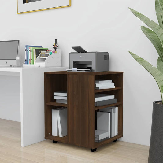 vidaXL Rolling Cabinet Brown Oak 60x53x72 cm Engineered Wood