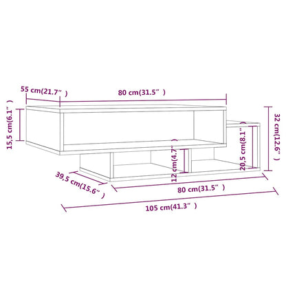 815981 vidaXL Coffee Table Smoked Oak 105x55x32 cm Engineered Wood
