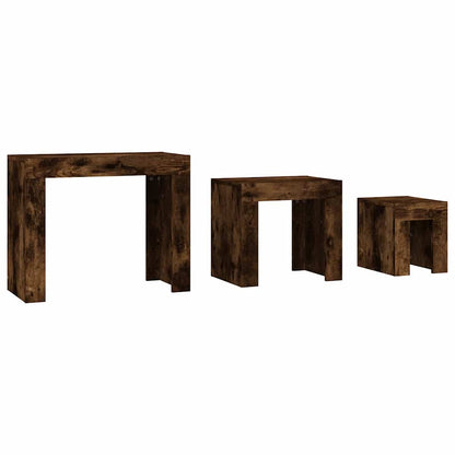 815984 vidaXL Nesting Coffee Tables 3 pcs Smoked Oak Engineered Wood