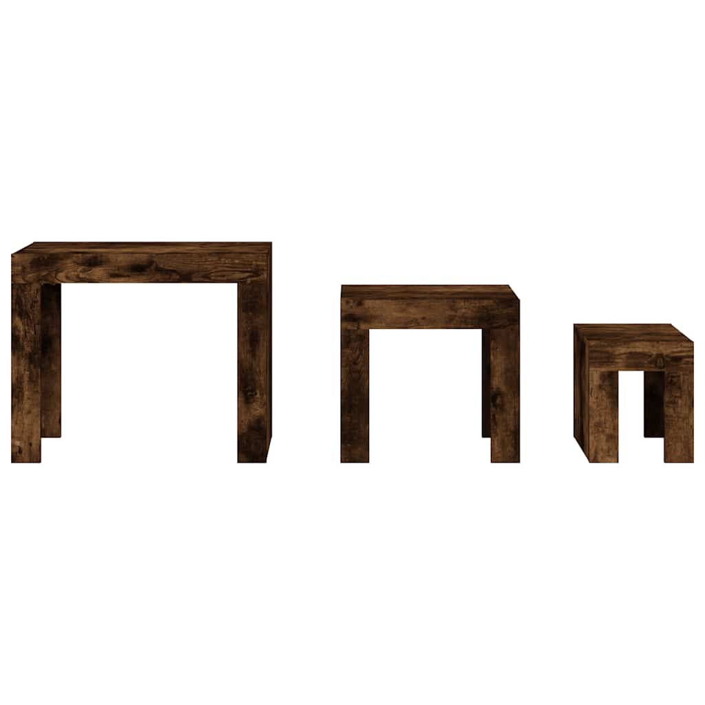 vidaXL Nesting Coffee Tables 3 pcs Smoked Oak Engineered Wood