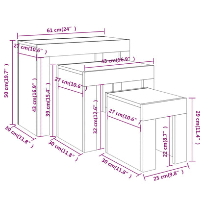 vidaXL Nesting Coffee Tables 3 pcs Grey Sonoma Engineered Wood