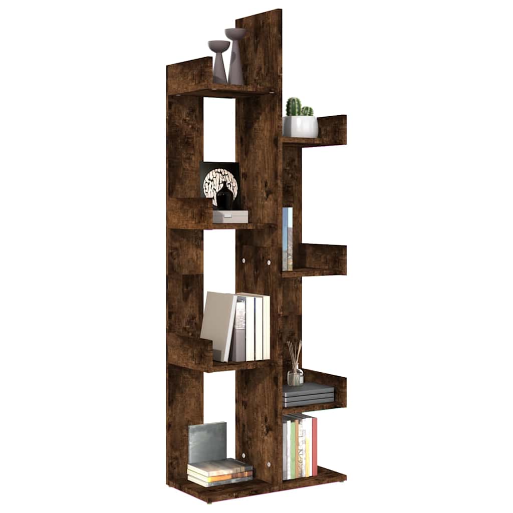816005 vidaXL Book Cabinet 48x25,5x140 cm Smoked Oak Engineered Wood