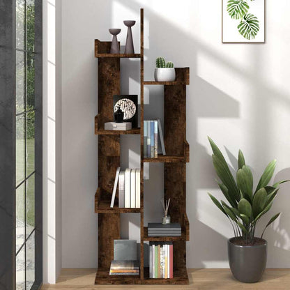 816005 vidaXL Book Cabinet 48x25,5x140 cm Smoked Oak Engineered Wood