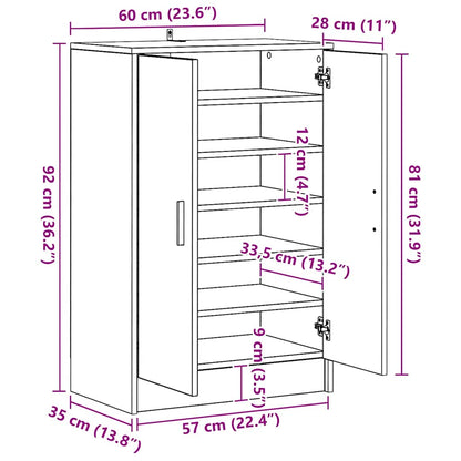 vidaXL Shoe Cabinet Grey Sonoma 60x35x92 cm Engineered Wood