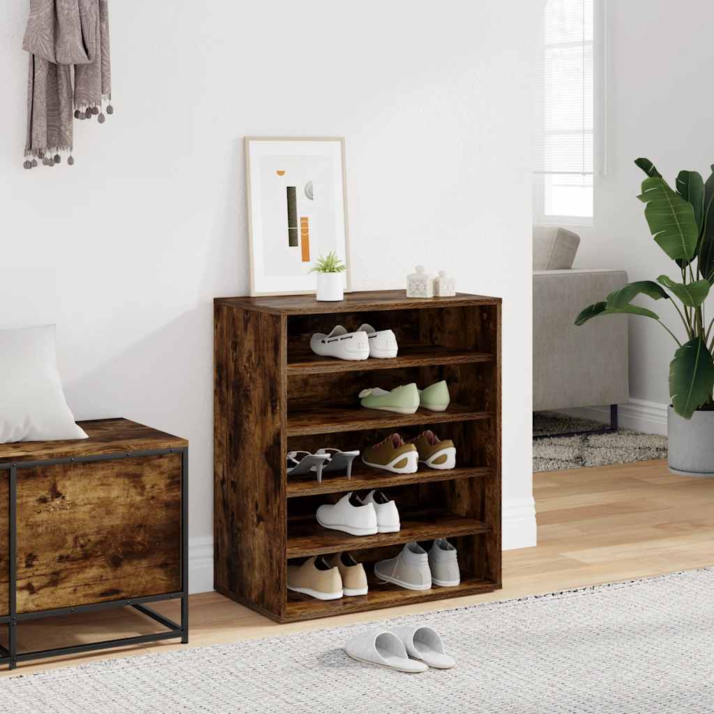 vidaXL Shoe Cabinet Smoked Oak 60x35x70 cm Engineered Wood