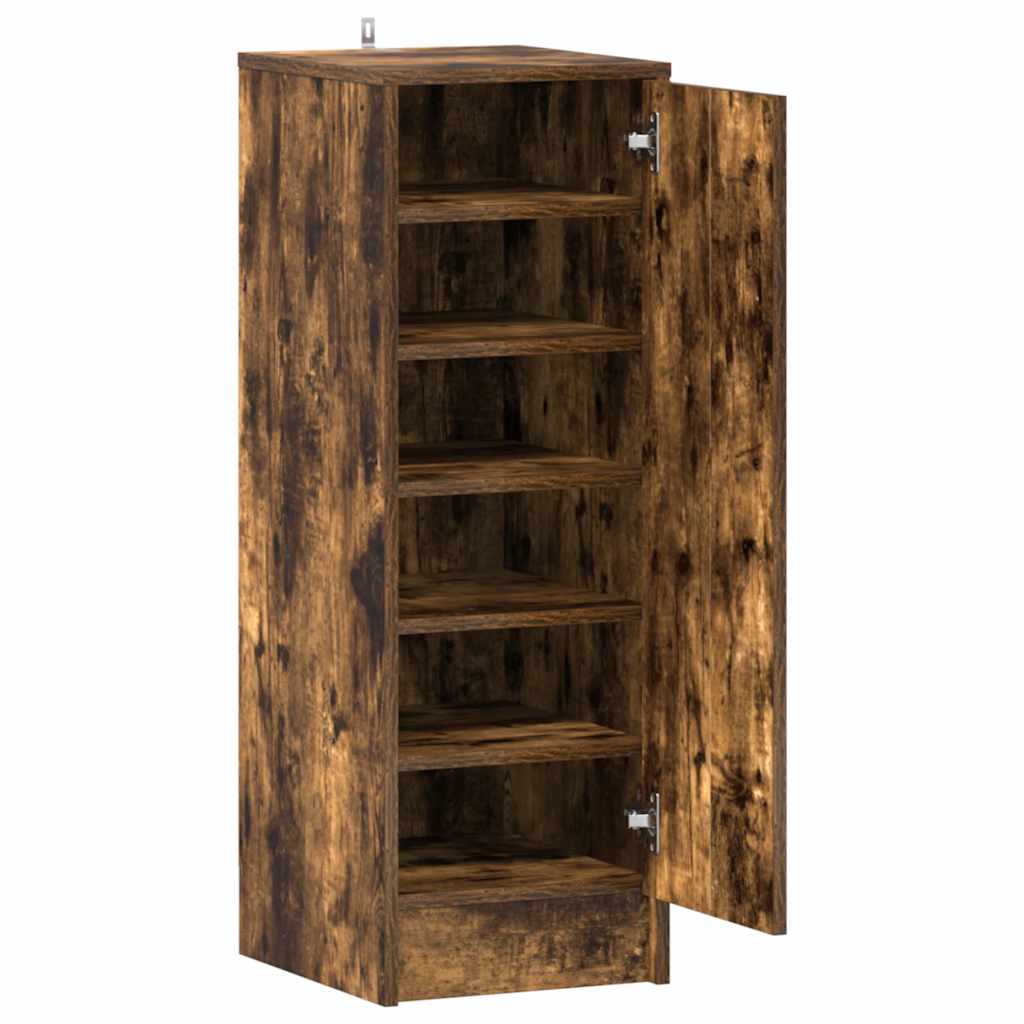vidaXL Shoe Cabinet Smoked Oak 32x35x92 cm Engineered Wood