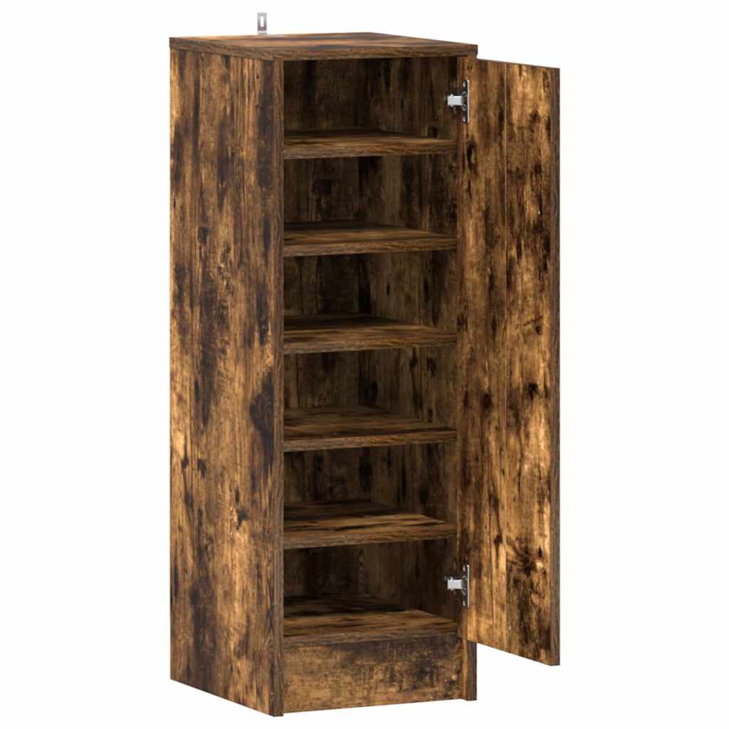 vidaXL Shoe Cabinet Smoked Oak 32x35x92 cm Engineered Wood