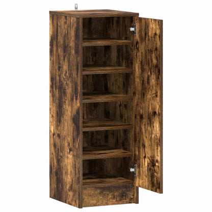 vidaXL Shoe Cabinet Smoked Oak 32x35x92 cm Engineered Wood