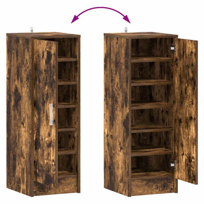 vidaXL Shoe Cabinet Smoked Oak 32x35x92 cm Engineered Wood