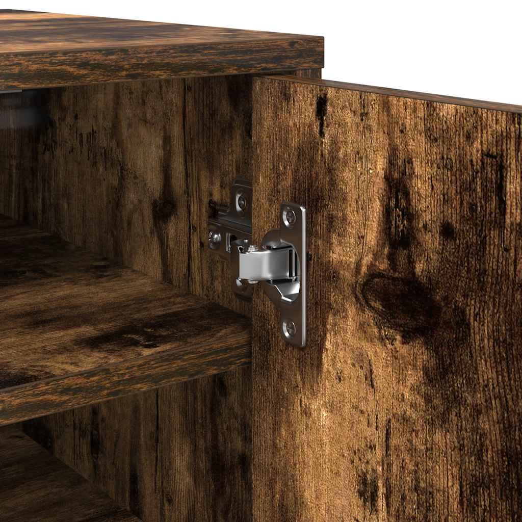vidaXL Shoe Cabinet Smoked Oak 32x35x92 cm Engineered Wood
