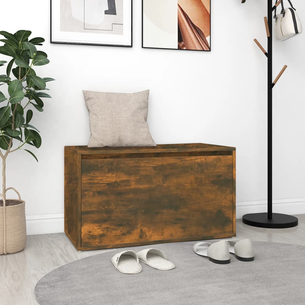vidaXL Hall Bench | Smoked Oak | Engineered Wood | 80 cm | Entryway Bench
