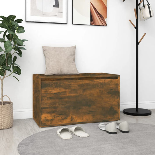 vidaXL Hall Bench | Smoked Oak | Engineered Wood | 80 cm | Entryway Bench