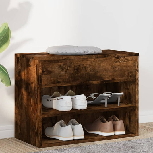 816050 vidaXL Shoe Bench Smoked Oak 60x30x45 cm Engineered Wood