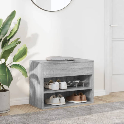 vidaXL Shoe Bench Grey Sonoma 60x30x45 cm Engineered Wood